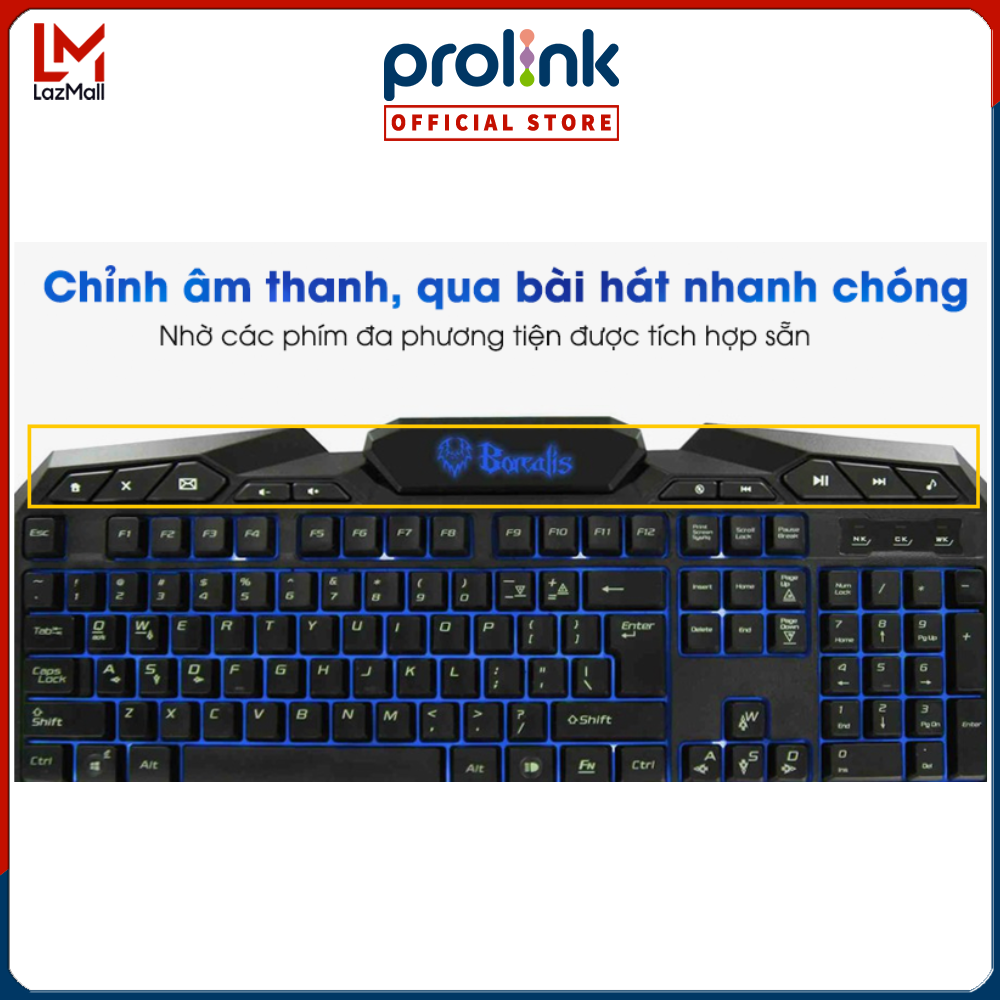Bàn phím game 3 màu Prolink PKGM9302 - Hàng chính hãng