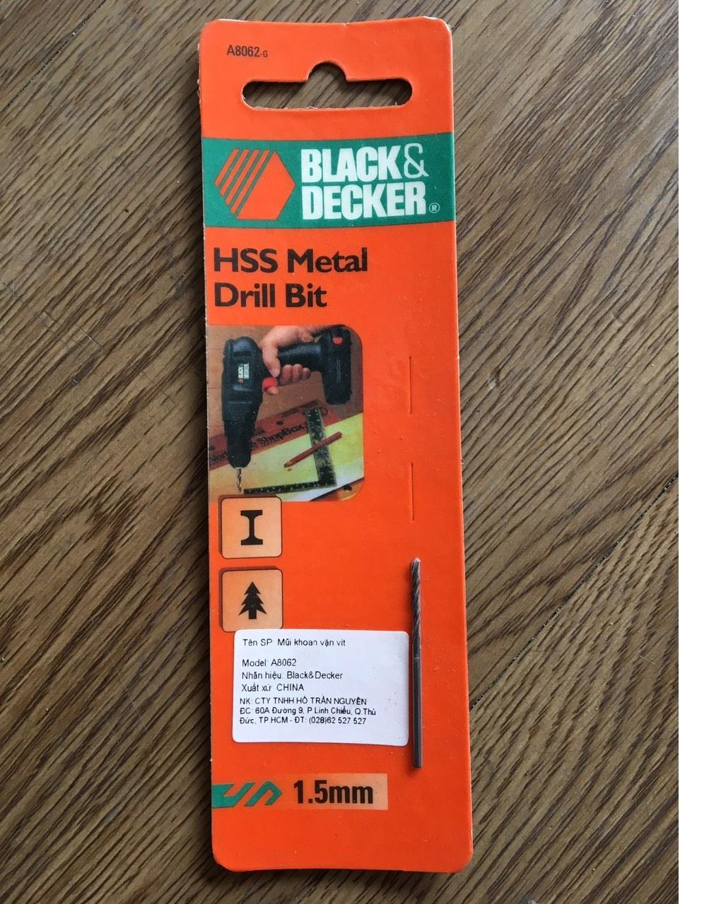 COMBO 3 Mũi khoan sắt HSS 1.5mm BLACK+DECKER  A8062