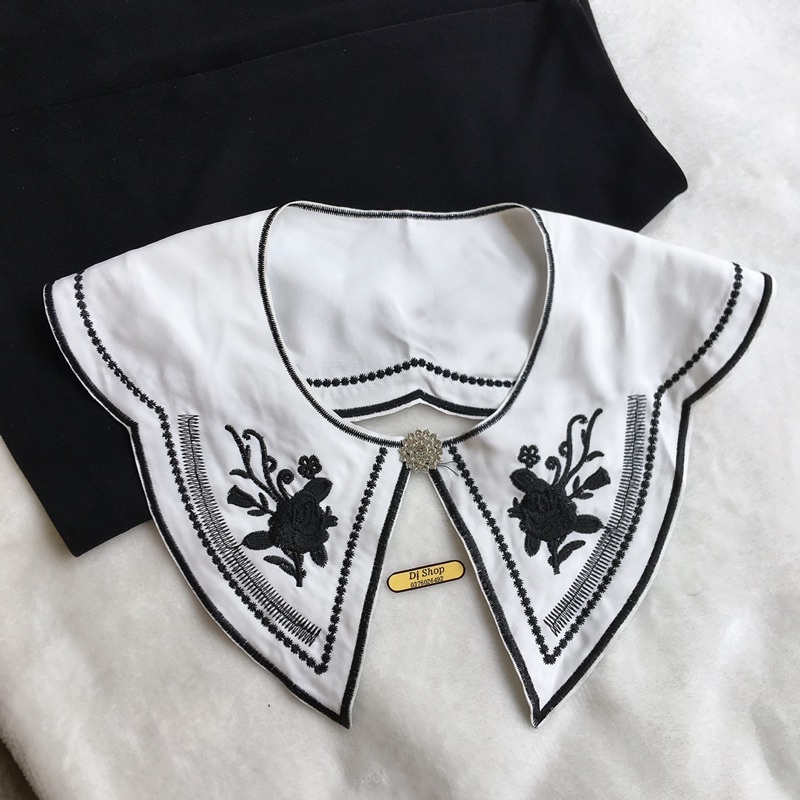 CỔ KATE THÊU NỔI ĐEN ( miếng vá áo)