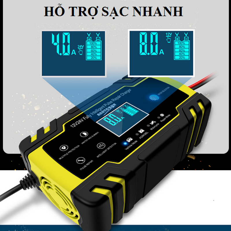 Sạc bình ắc quy 12V 24V 6Ah - 150Ah FOXSUR