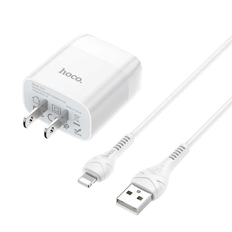 Bộ sạc Hoco C73A 2 cổng sạc nhanh 2.4A ( kèm cáp lightning )
