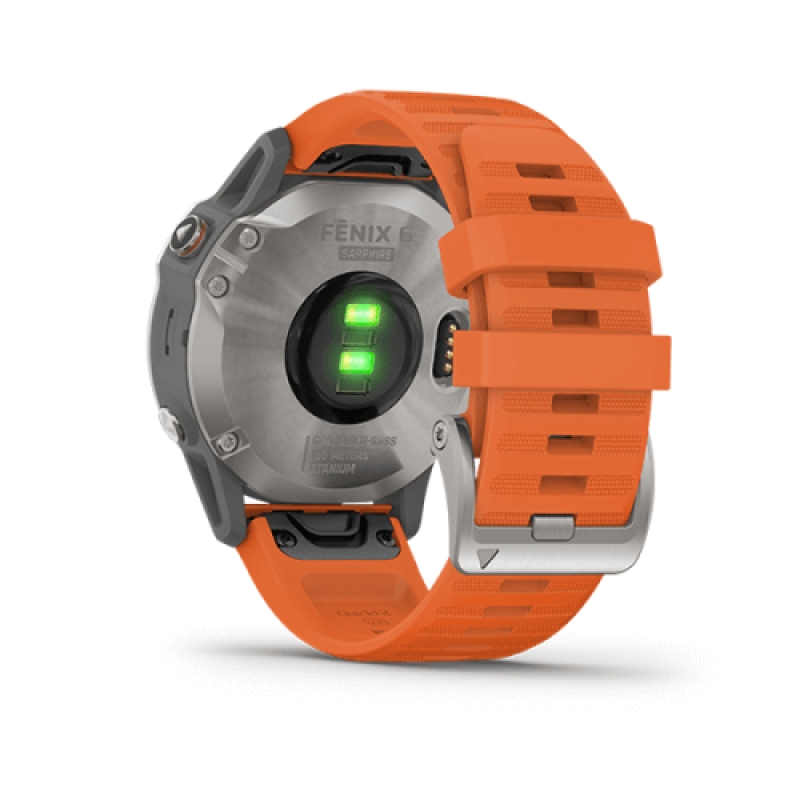 Garmin Fenix 6 - Sapphire, 47mm - Titanium with Ember Orange Band
