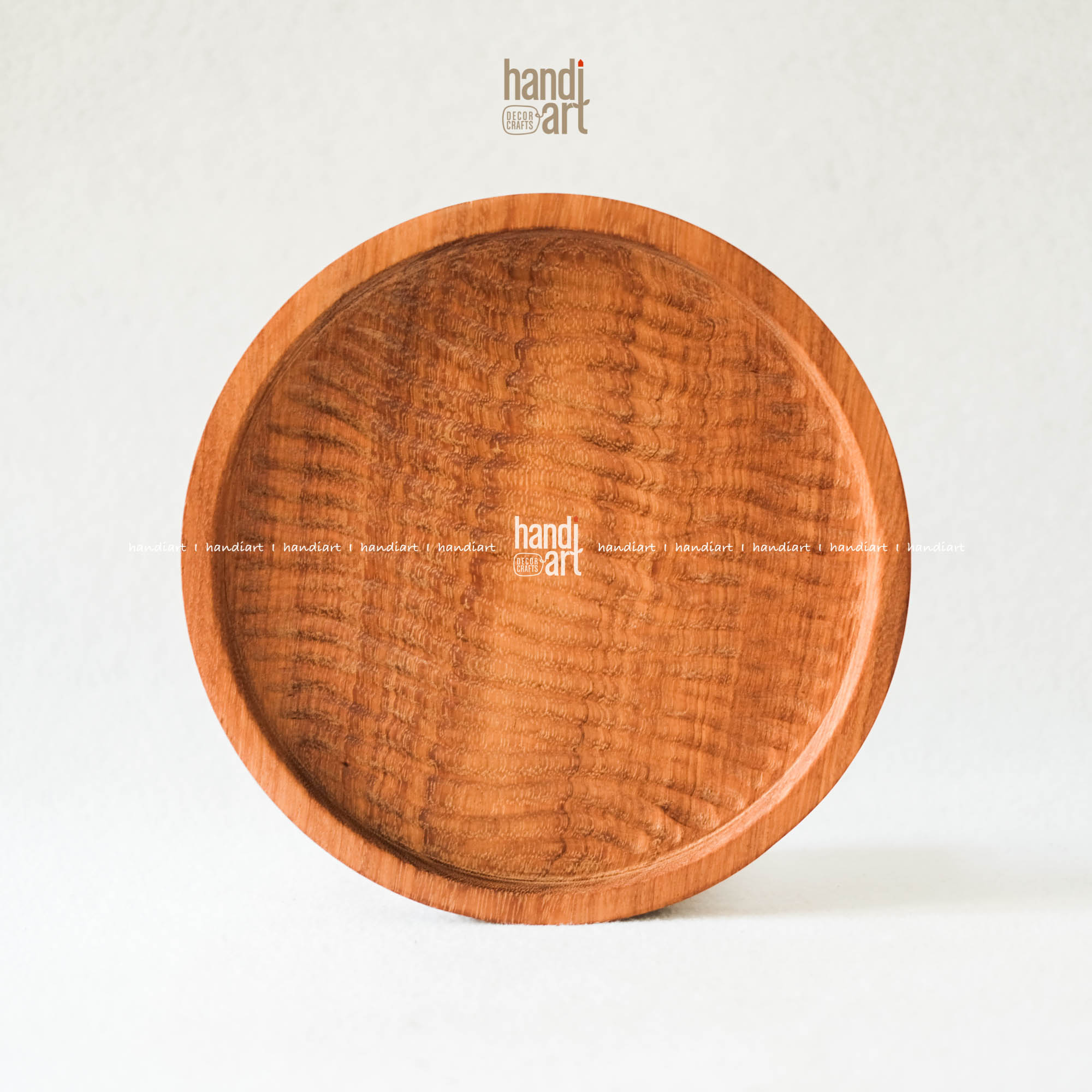 Đĩa gỗ đỏ tròn handmade, Đĩa đựng thức ăn