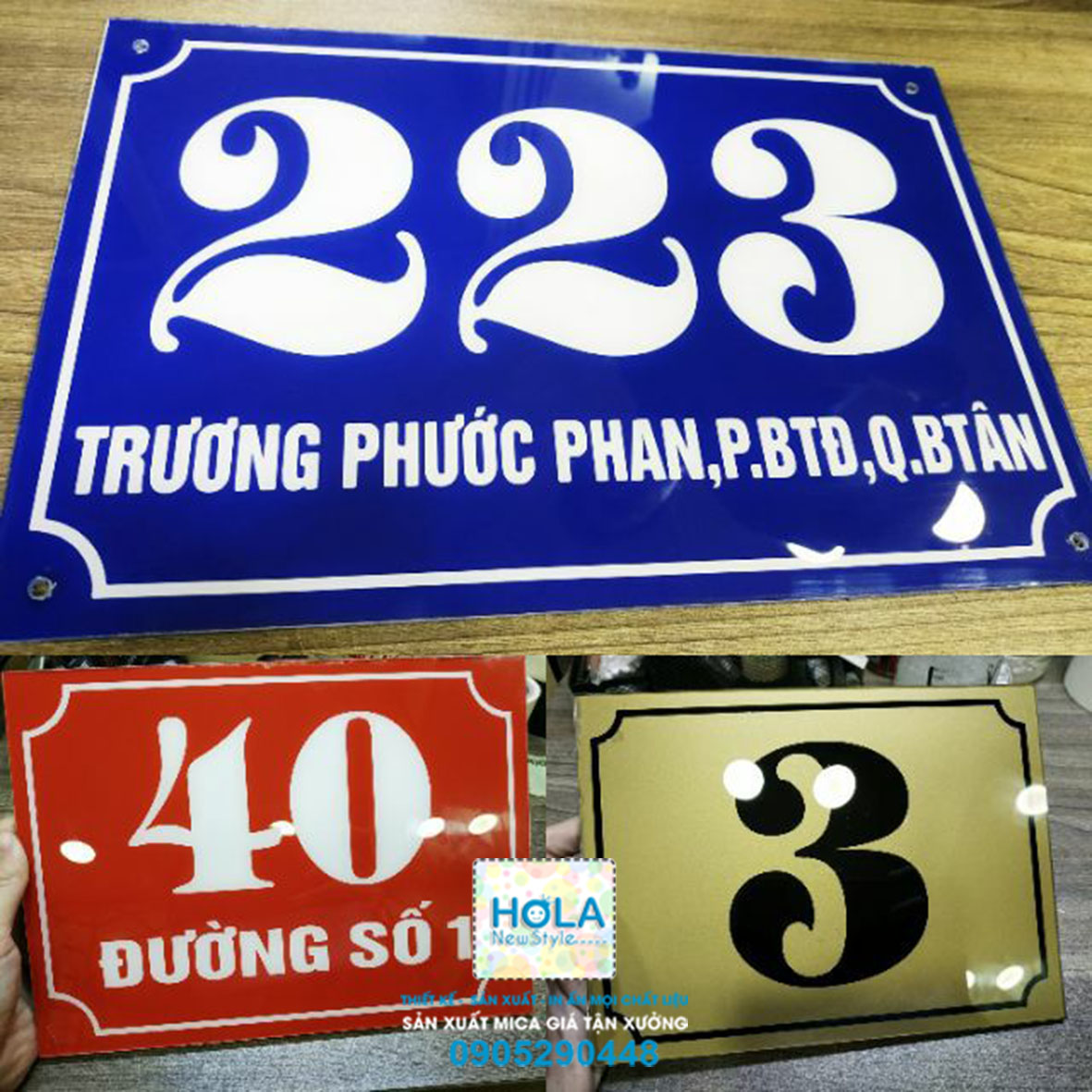 Biển số nhà mica làm theo yêu cầu - Bảo Hành 10 năm( kt 15x20cm)