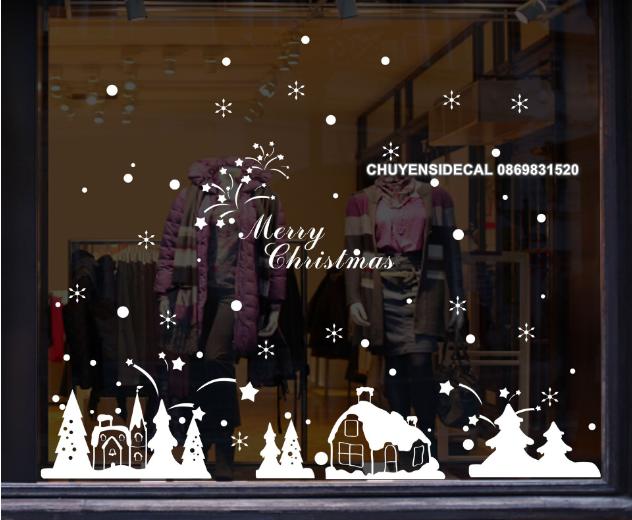 Decal trang trí tường Noel - Thành Phố nhỏ phủ tuyết 02
