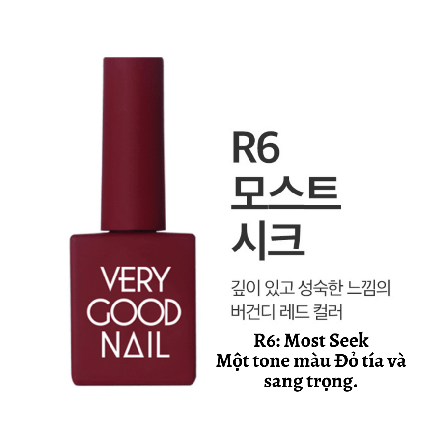 Sơn móng tay gel cao cấp Hàn quốc tone màu Đỏ Very good nail chính hãng chất sơn đậm đặc an toàn không gây hại [1 chai]