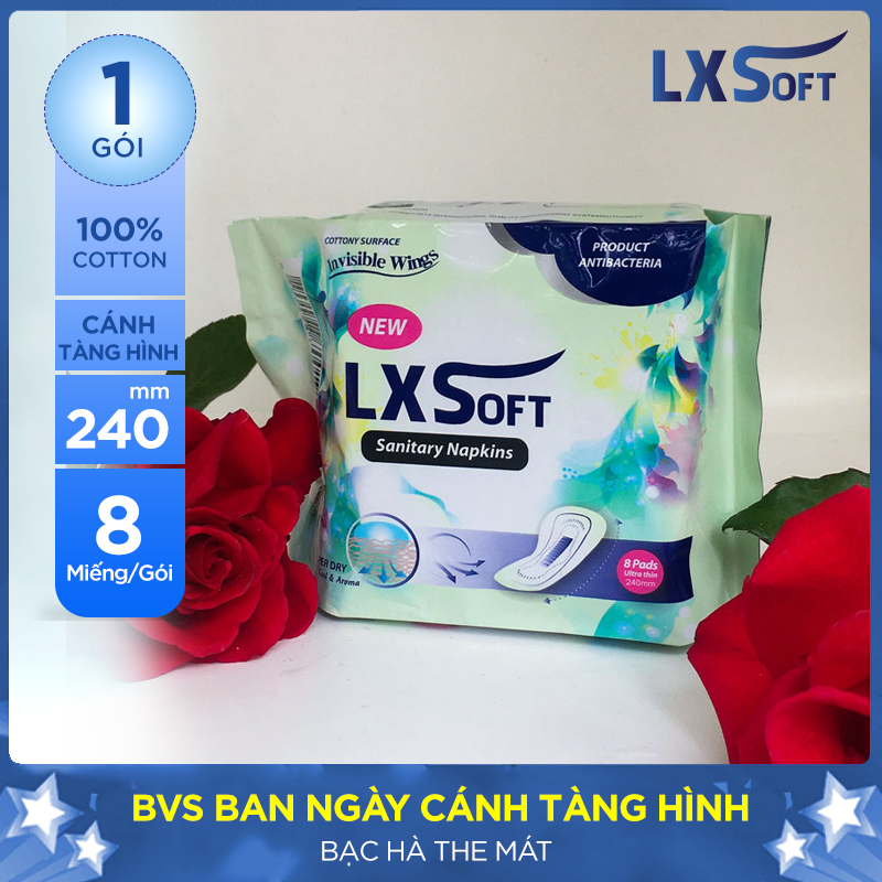 Băng vệ sinh LXSoft ban ngày cánh tàng hình 240mm BẠC HÀ THE MÁT Siêu khô