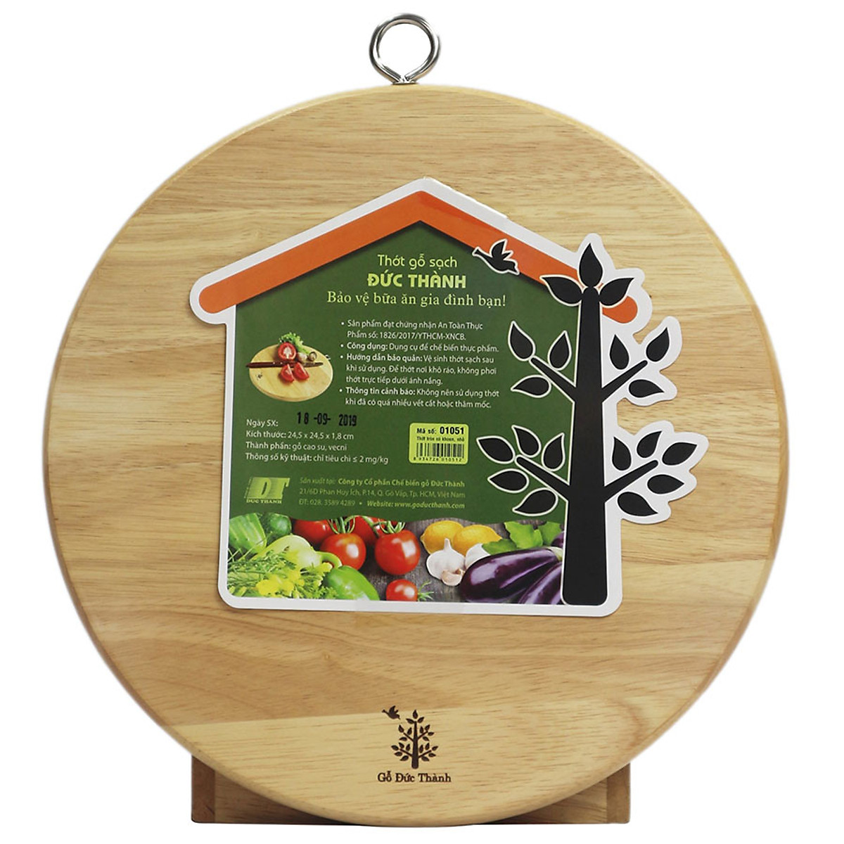 Thớt Tròn Gỗ Đức Thành Khoen KT: 29.5x29.5x1.8cm