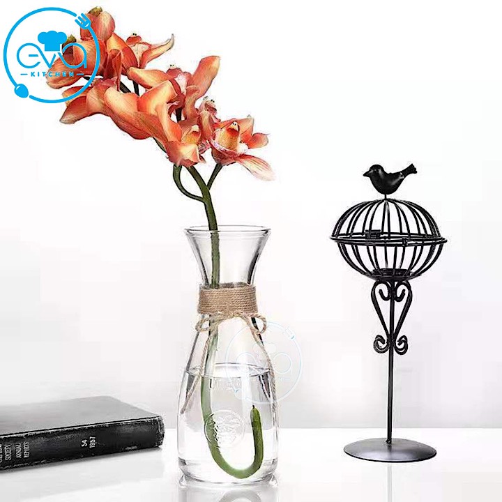 [HCM]Bình Bông Lọ Hoa Thủy Tinh Eo Lớn Tặng Kèm Dây Bố Trang Trí
