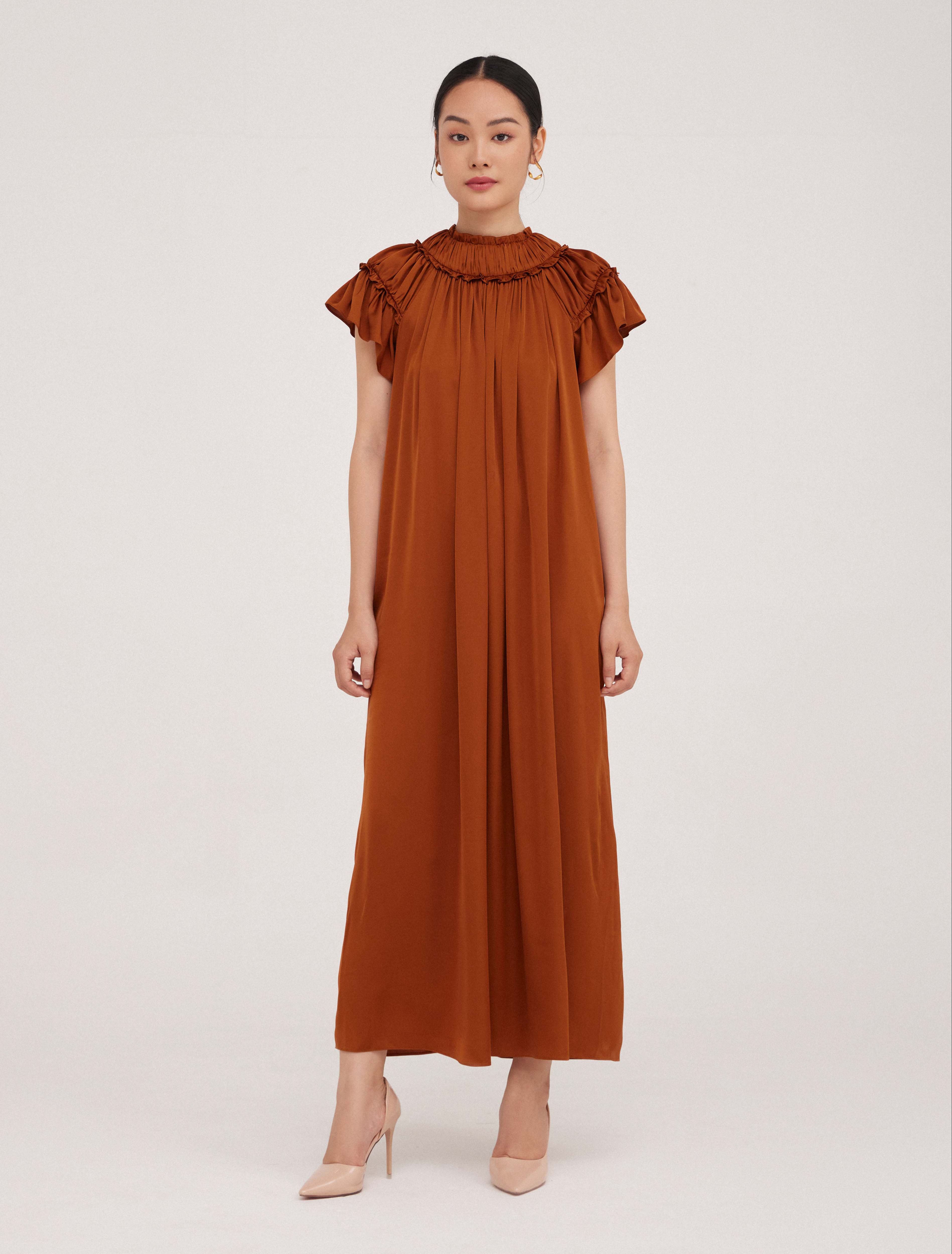 Đầm lụa dài Mauve Queen dress