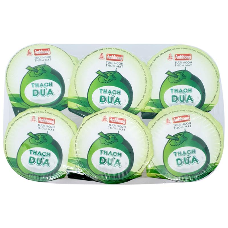 Lốc 6 Ly Thạch Dừa Ánh Hồng 540g