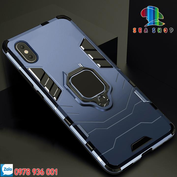 [TẶNG CÁP SẠC] Ốp lưng iPhone Xs Max iRon man kèm iRing chống sốc (xám xanh)