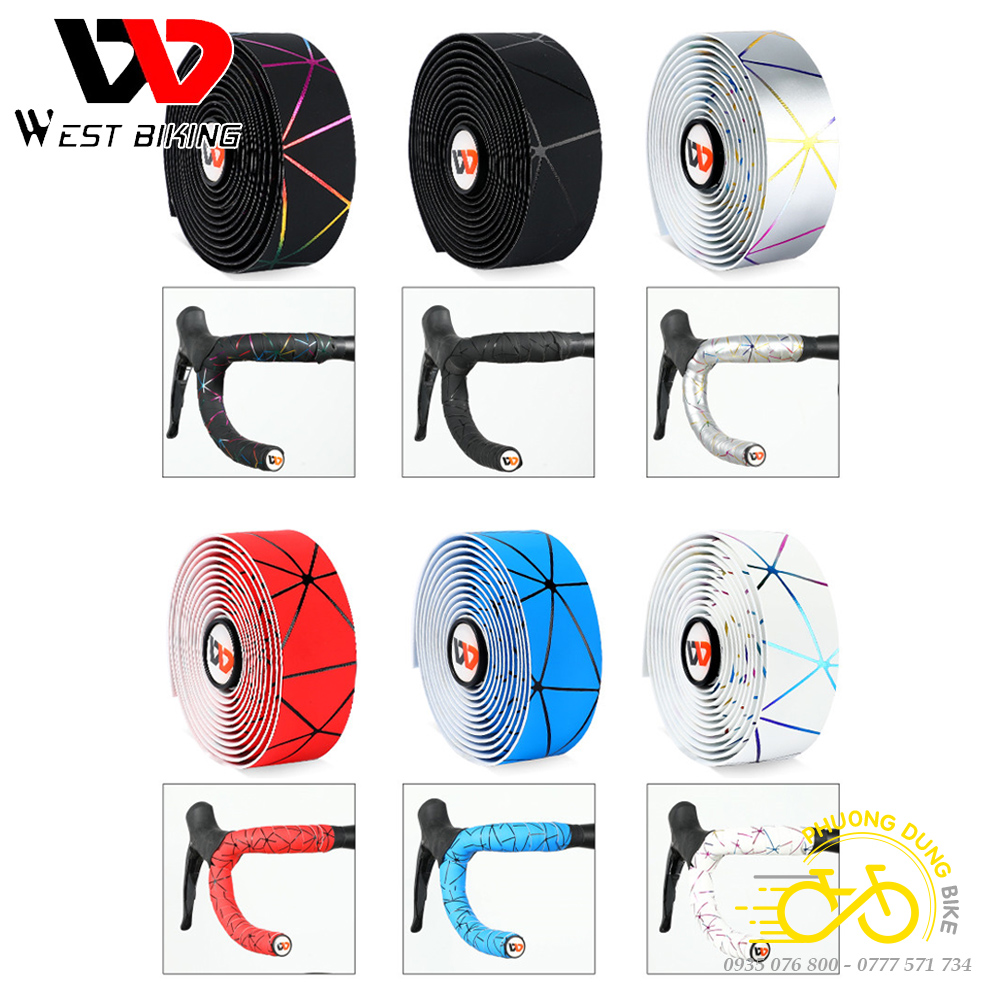 Dây quấn (Băng quấn) ghi đông xe đạp da PU WEST BIKING (SỌC)