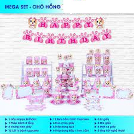 Bộ phụ kiện trang trí sinh nhật cho bé MEGA SET