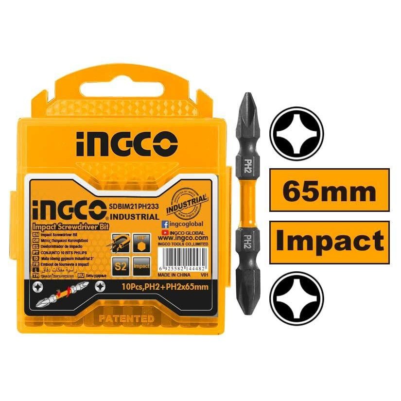 Bộ 10 mũi bắt vít hai đầu PH2+PH2x65mm (có nam châm hít) SDBIM21PH233