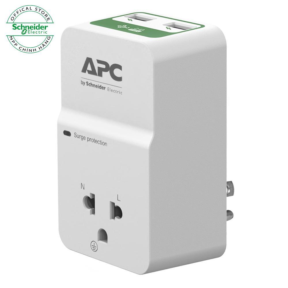 Ổ cắm điện chống xung sét có 2 cổng sạc USB 2.4A - APC by Schneider Electric - PM1WU2-VN