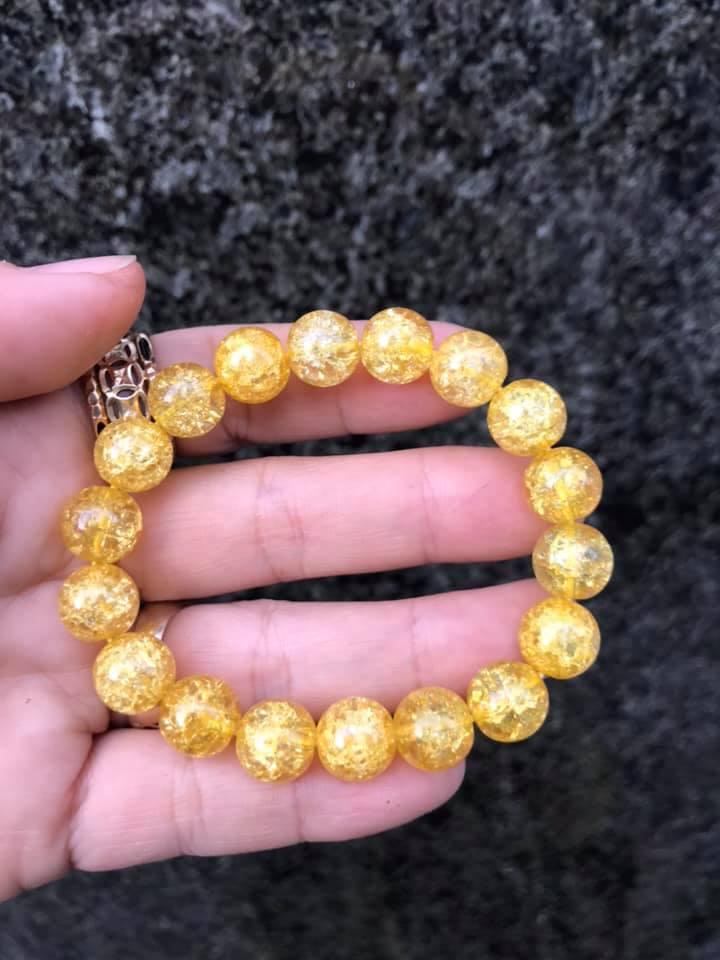 VÒNG TAY ĐÁ BỌT TUYẾT VÀNG 8LY-10LY