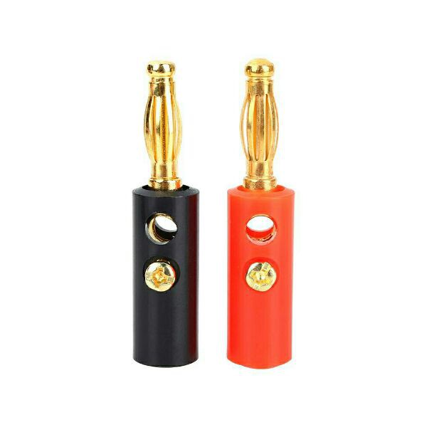 Jack chuối mạ vàng, cắm bắp chuối 4mm Màu Đỏ Đen (đực - cái)