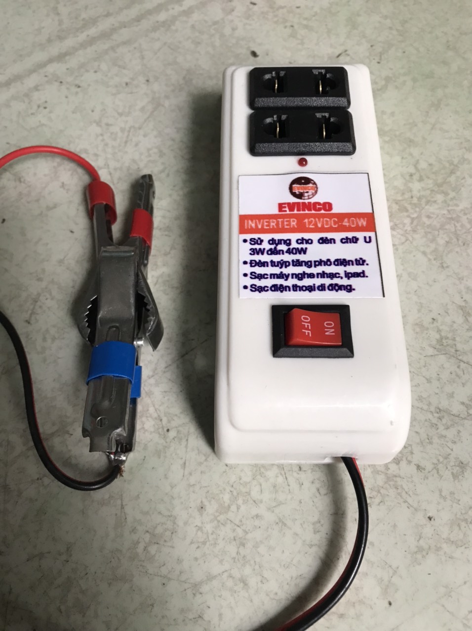 ĐỔI ĐIỆN 12V - 220V 40W, INVERTER 12V - 220V 40W