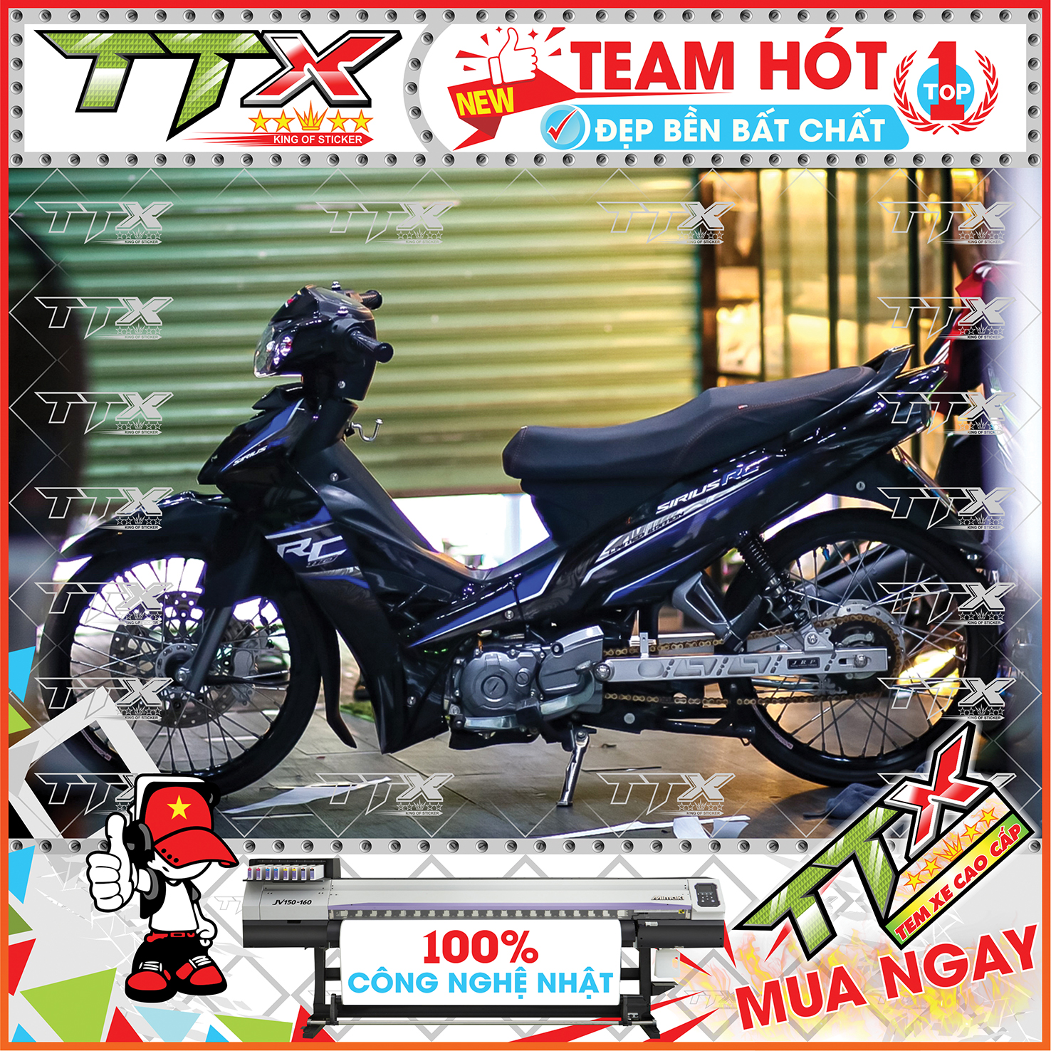 Tem sirius rc đen xanh gp mẫu mới siêu đẹp