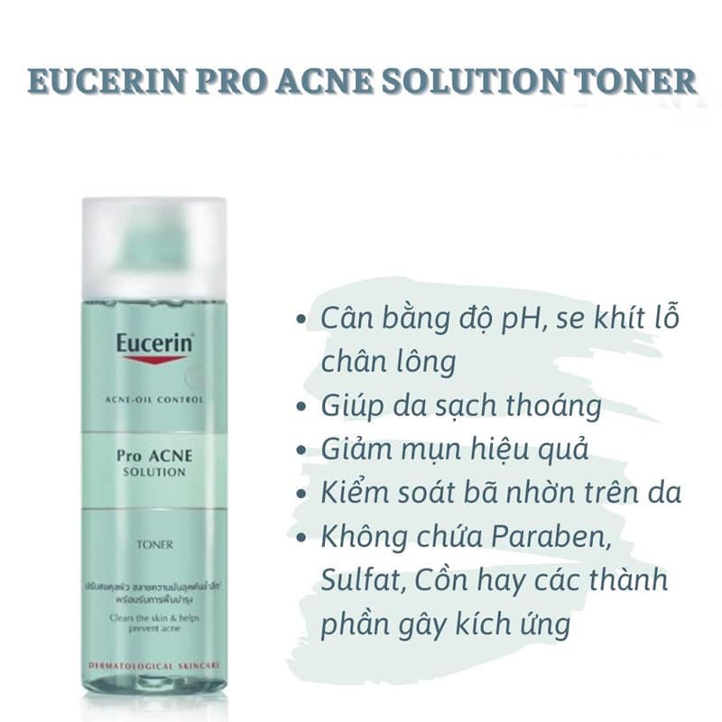 Nước Cân bằng Eucerin Pro Acne Solution Toner Dành Cho Da Dầu Mụn 200ml Duduhouse