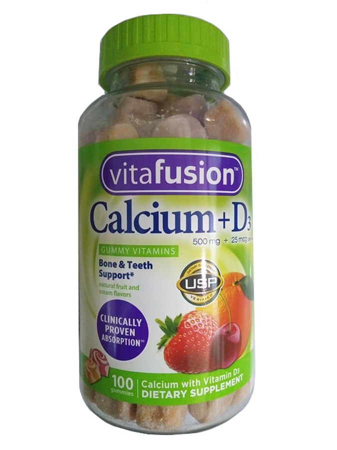 HCMKẹo dẻo canxi va D3 Vitafusion Calcium+D3 100 Gummy Vitamins