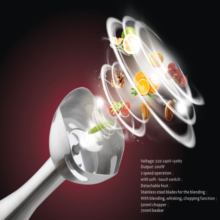 Máy xay sinh tố cầm tay 4 trong 1  nhãn hiệu DSP KM1004, công suất 200W tích hợp cả xay thực phẩm và rau quả