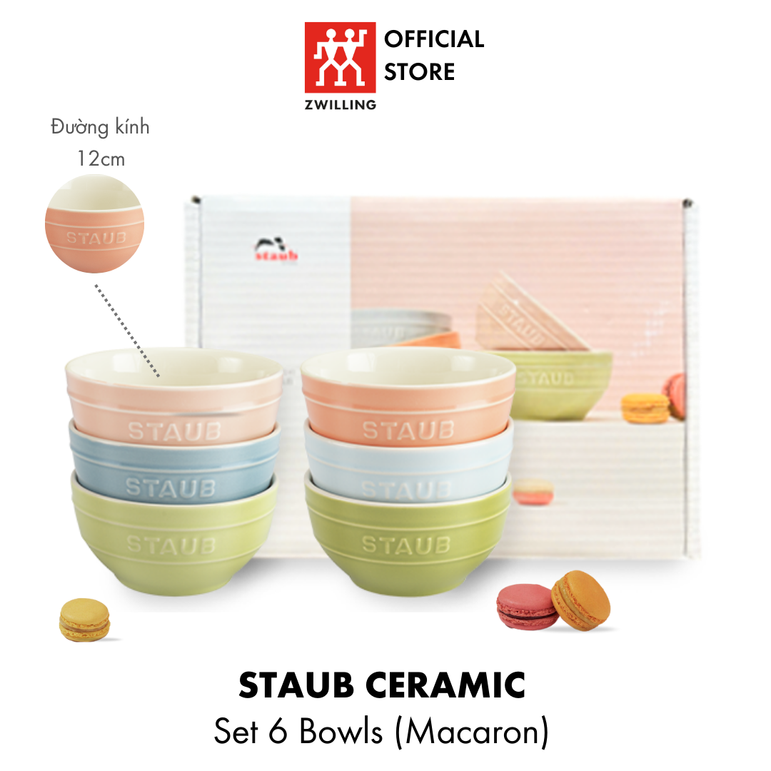 Bộ chén bát, đĩa, cốc, hũ gia vị gốm sứ STAUB Ceramic (Macaron/Rainbow) - bộ 6 món theo từng loại