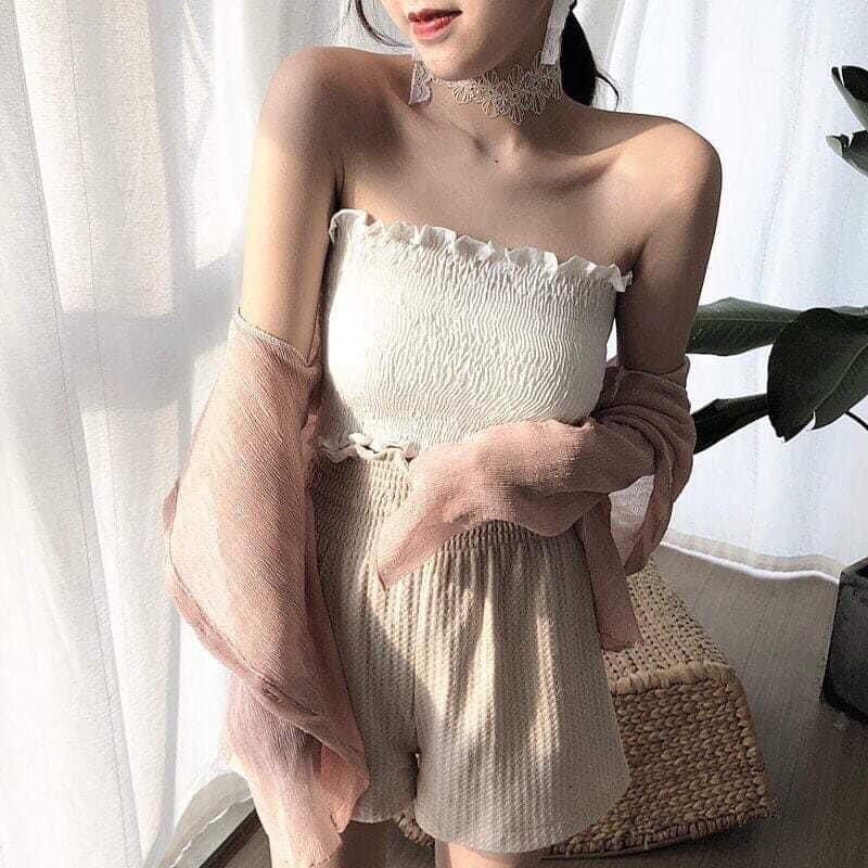 [Hoàn Tiền 15%]áo ống nữ nhún thun hot quá hot