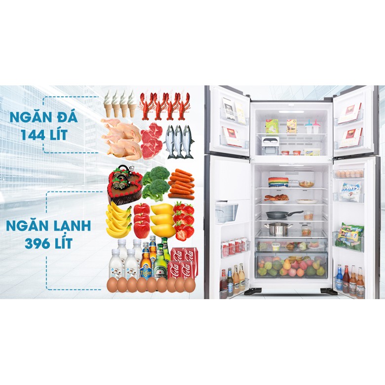 [TRẢ GÓP 0%] Tủ lạnh Hitachi 4 cánh màu đen R-FW690PGV7(GBK) (Giá áp dụng giao tại HN, HCM& các tỉnh liên hệ shop)