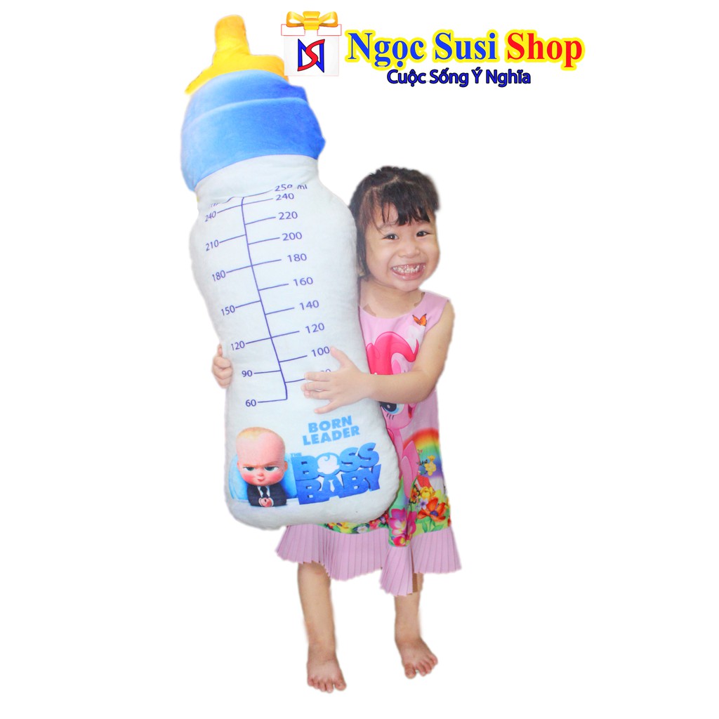 THÚ BÔNG GỐI ÔM BÌNH SỮA 3D SIÊU TO [ MUA CHỌN SIZE]