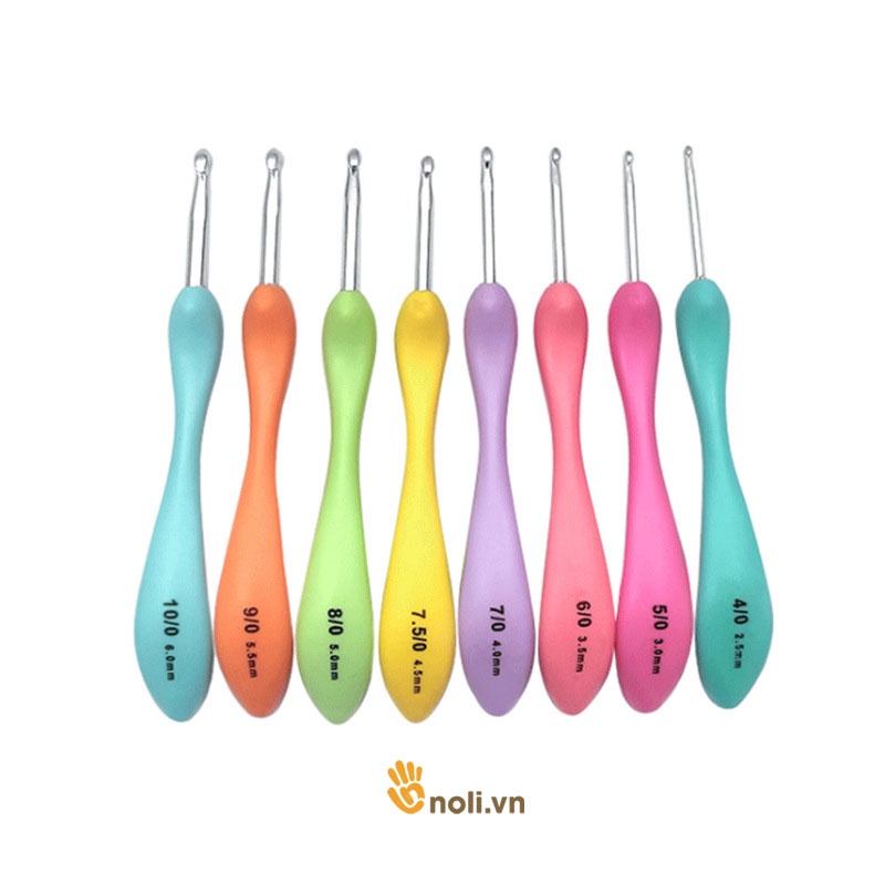 Bộ kim móc cán cong 8 cây - Móc len