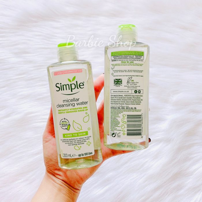 Nước Tẩy Trang Simple Micellar Cleansing Water Mẫu Mới (100ml-200ml-400ml)