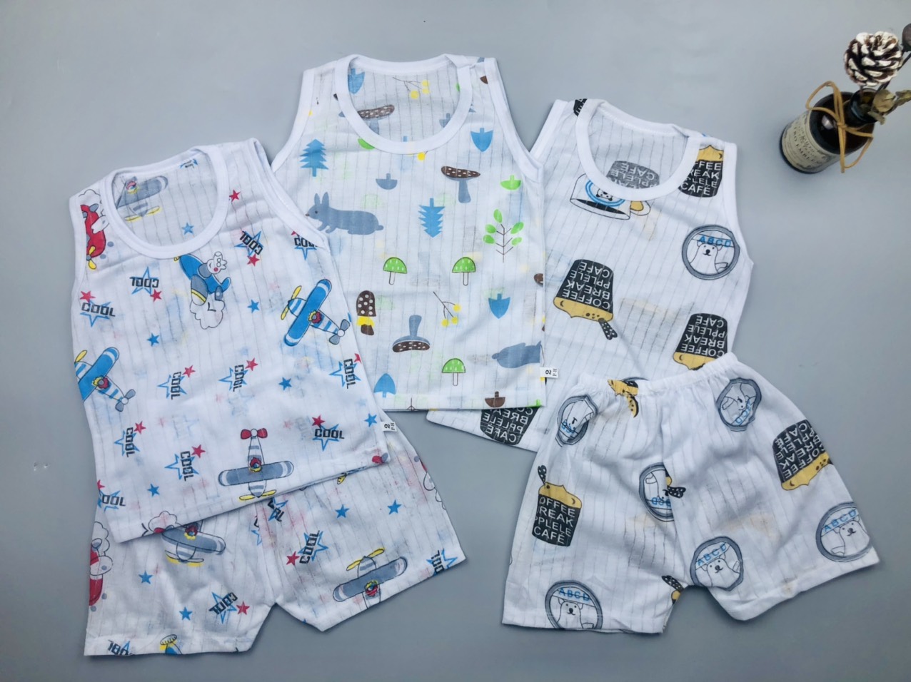 Bộ ba lỗ thông hơi chất cotton giấy thoáng mát cho bé trai và bé gái từ 3-14kg - BBL - ( quần áo cho trẻ sơ sinh đồ cho trẻ sơ sinh )