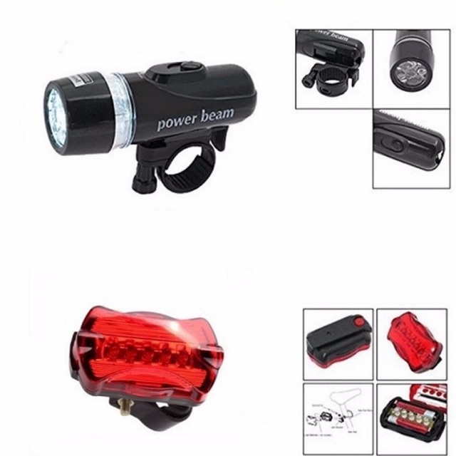 [HCM]Đèn Pin Gắn Xe Đạp & Đèn Chiếu Hậu 5 LED WJ-101