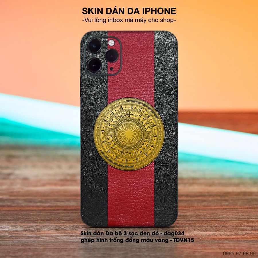 Miếng dán da ghép hình trống đồng vàng - bộ bộ 3 cho iPhone (inbox mã máy cho shop)