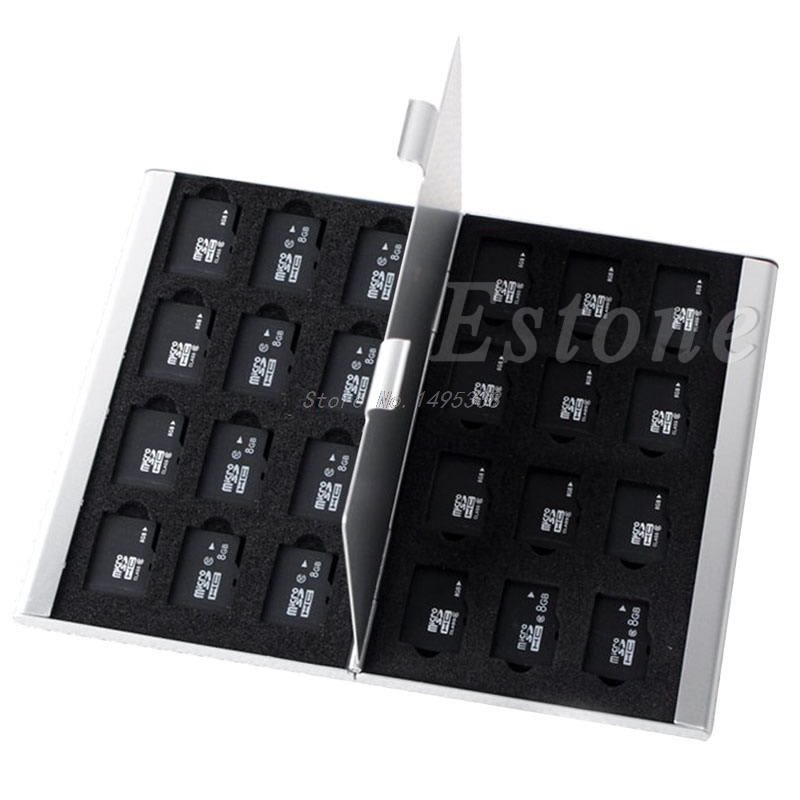 Bạc nhôm thẻ nhớ lưu trữ trường hợp hộp chủ cho 24 TF Micro SD Thẻ whosale & dropship **