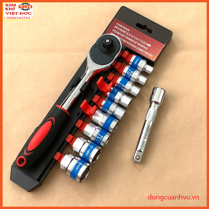 Bộ khẩu vặn ốc 11 chi tiết TOP + Khẩu nối