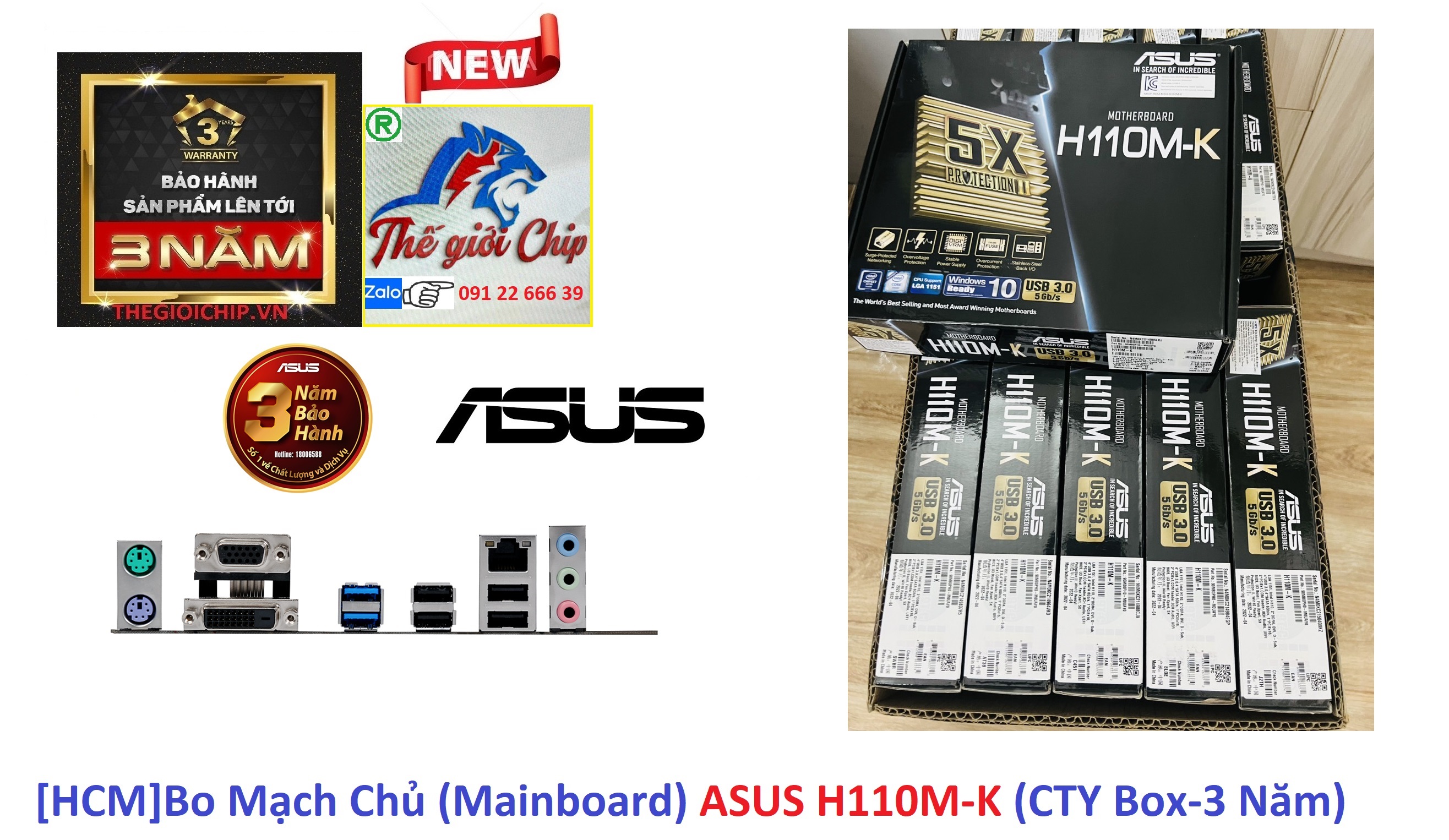 [HCM]Bo Mạch Chủ (Mainboard) ASUS H110M-K (CTY Box-3 Năm)