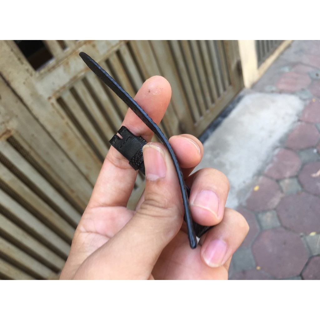Dây Đồng Hồ Da Đà Điểu Nữ Màu Đen (Trong lót da bò) Đủ Size