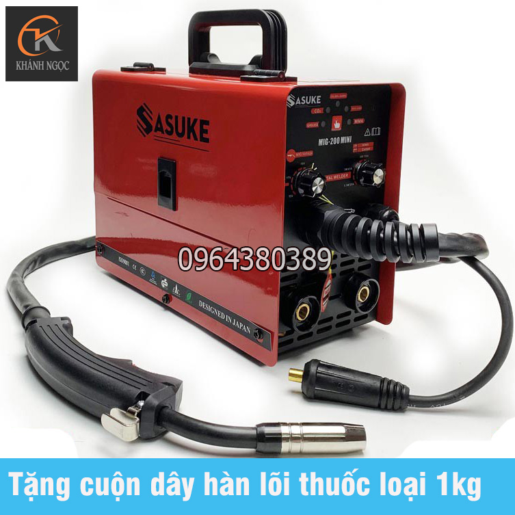 Máy hàn mig sasuke 200 mini 3 chức năng, máy hàn mig không khí tặng kèm 1 cuộn dây 1kg