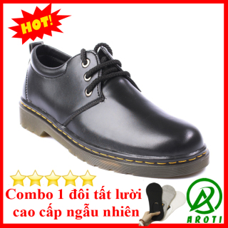 Giày Dr Nam Ngắn Cổ Đế Khâu Da Trơn Đen - Giày Boot Nam - Giày bốt nam - M353+T-DEN thumbnail