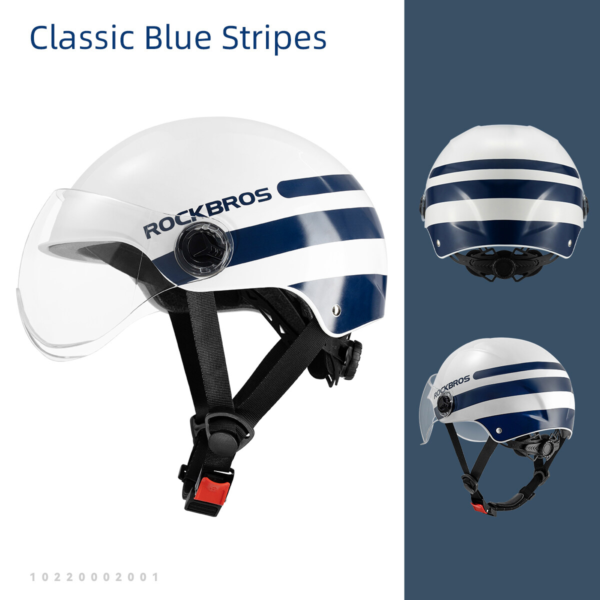 Mũ bảo hiểm điều chỉnh ROCKBROS nửa khuôn mặt với kính an toàn chống gió cho unisex khi đi xe máy/ xe đạp điện/ xe đạp leo núi-INTL