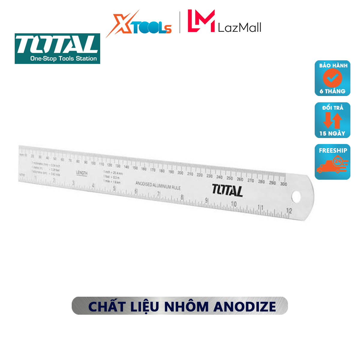 Measure of the total TMT633002 | size leaf length 30cm, Width 3cm, material aluminum anodized, accurate rate 0,7M m/m [XTools mall]