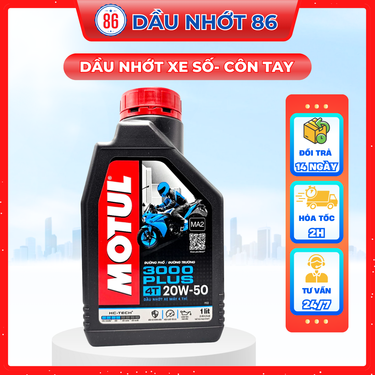NHỚT XE SỐ CAO CẤP MOTUL 3000 PLUS 20W50 1L