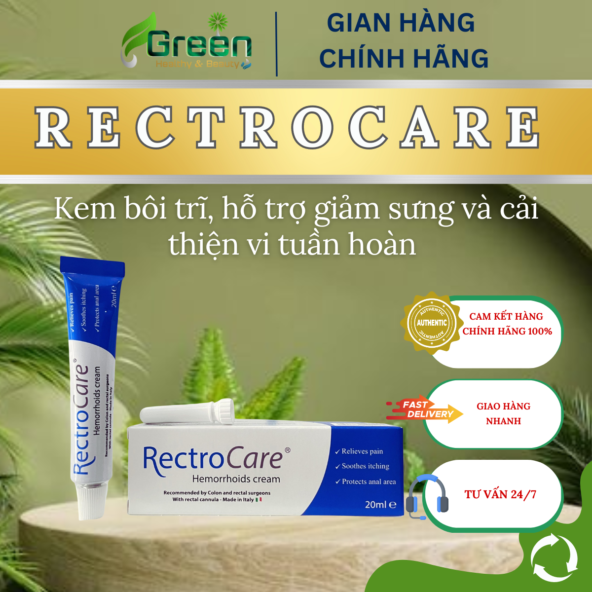 RECTROCARE - KEM BÔI ĐIỀU TRỊ TRĨ (Tuýp 20ml)
