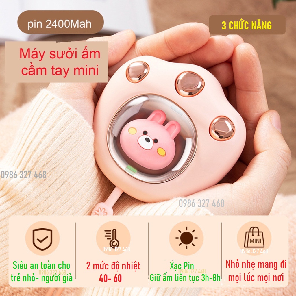 Máy sưởi mini cầm tay thông minh Đa Năng Nhỏ Gọn, sưởi tay chân, cổ vai gáy,ấm bụng. quạt sưởi mini, Máy Sưởi Ấm Mini Cầm Tay Đa Năng Hình Chân Mèo Pin Sạc 2400Mah 4 Tiếng Sử Dụng