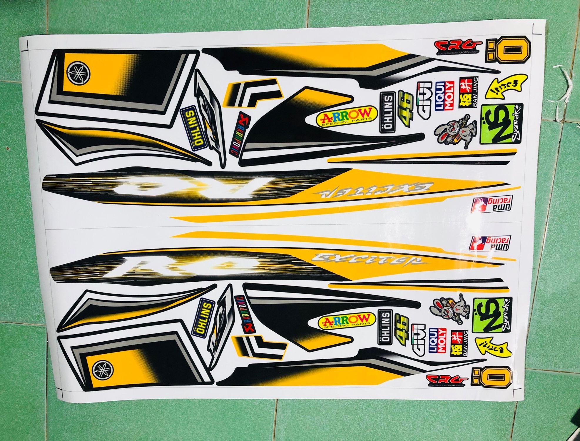 Tem rời dán xe exciter 2010 vàng đen