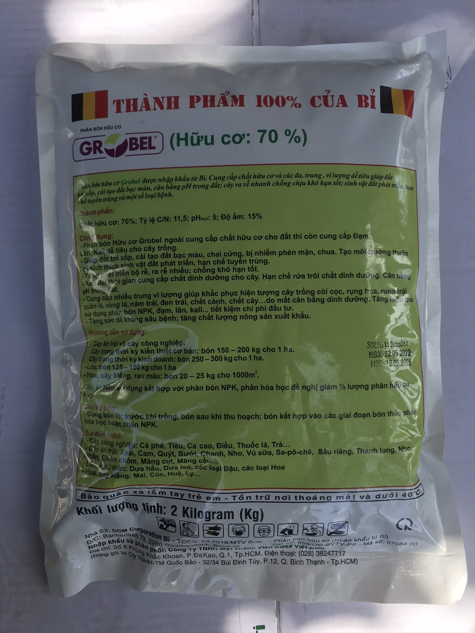 Phân hữu cơ Bỉ Grobel gói 2kg