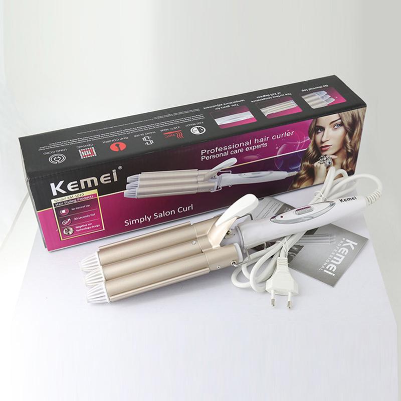 MÁY BẤM TÓC GỢN SÓNG 3 TRỤC KEMEI 1010